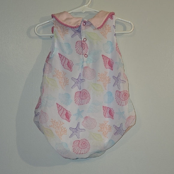 Pink and Multicolor Seashell Print Baby One Piece Summer Romper Size 18 Mo LOT D - Picture 3 of 6